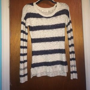 Pink Rose Blue and White Striped Sweater