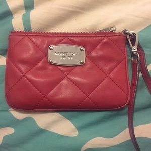 Michael Kors red quilted wristlet