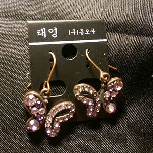 Beautiful purple pink Butterfly ear rings