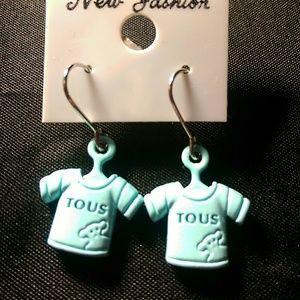 Cute blue t shirt ear rings