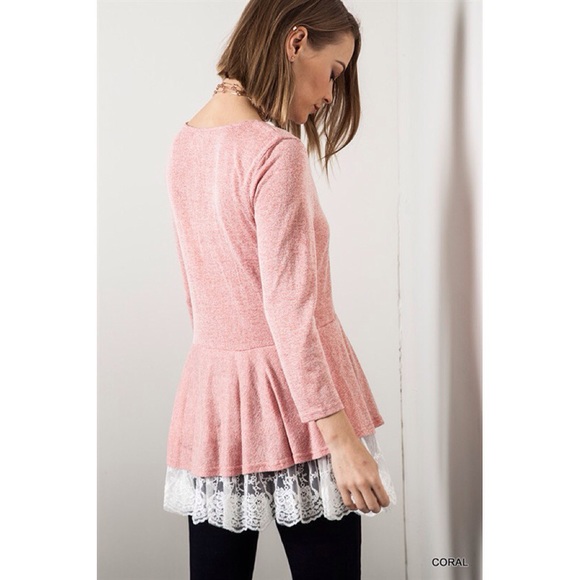 LOWEST "Venetian Romance" Lace Hem Long Sleeve Top - Picture 2 of 4