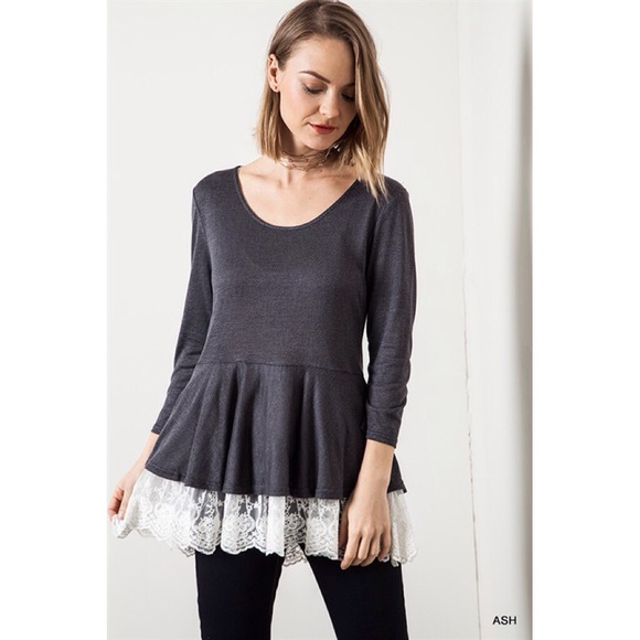 LOWEST "Venetian Romance" Lace Hem Long Sleeve Top - Picture 4 of 4