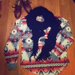 Tribal print button down