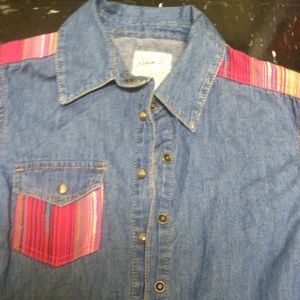 Boho chic denim shirt