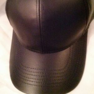 Navy blue leather snapback