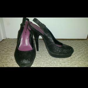 Steve Madden Girl Sookiee black sparkly heels