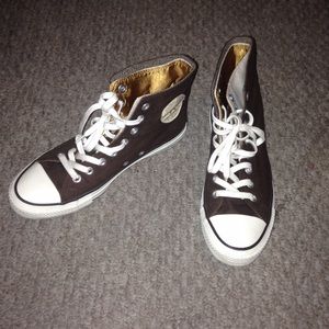 Brown High Top Converse.