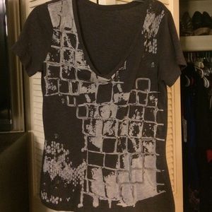 Grey print tee minor see thru