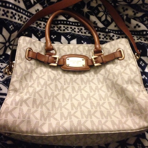 MICHAEL KORS white Hamilton purse