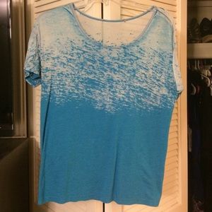 Blue fade tee swoop neck tee