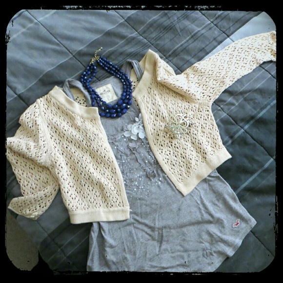 MNG Knit beige crop cardigan
