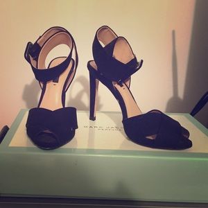 Zara Black Suede Strappy Sandals