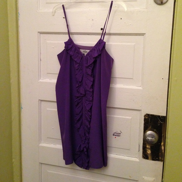 CONSIGNED Tibi purple spaghetti strap ruffle dress - Picture 3 of 3