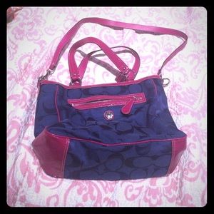 Navy and pink coach handbag
