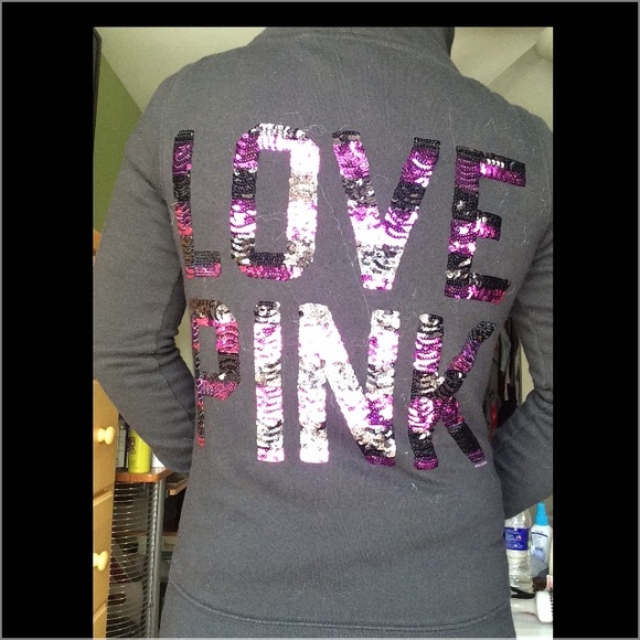 sequined Victoria's Secret Pink zip up sweatshirt