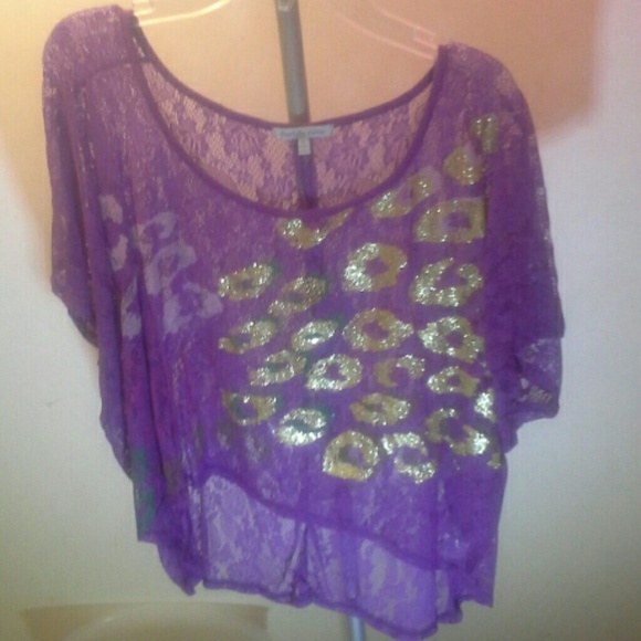 See through purple cheetah shirt