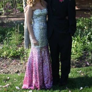 Pink and silver prom dress!