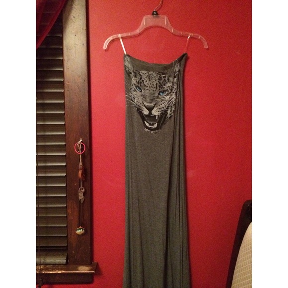 Gray leopard maxi dress