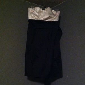 Black and white formal dress.