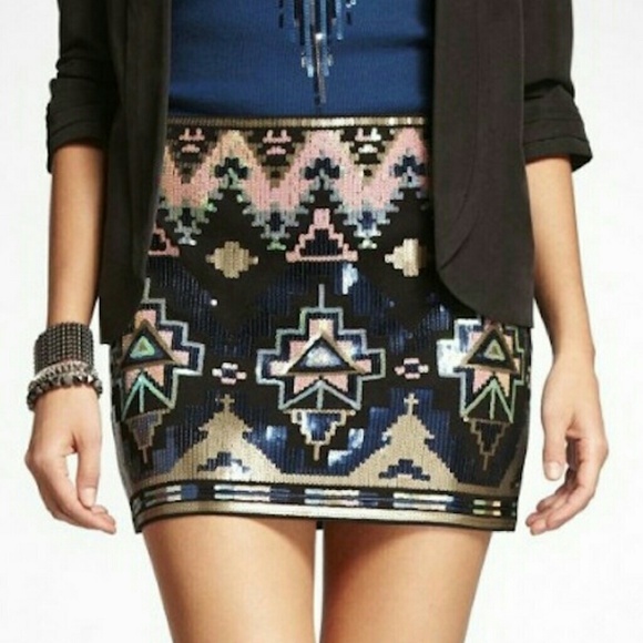Express Dresses & Skirts - Sequin Embellished Mini Skirt