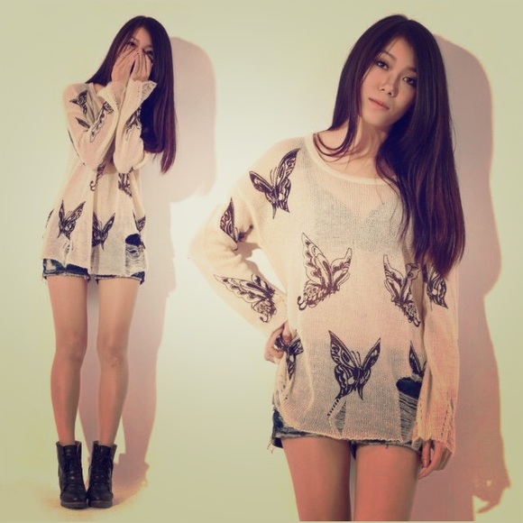 Oversized see-through Butterfly blouse