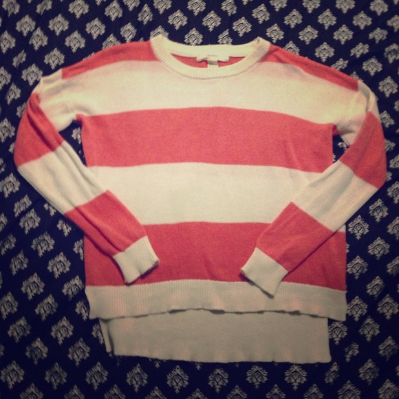 Forever 21 white and coral striped sweater - Picture 1 of 4