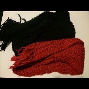 two Forever 21 long knit scarves