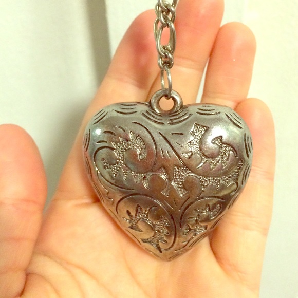 Silver Long Heart Necklace