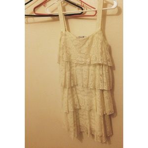 White layered lace dress.