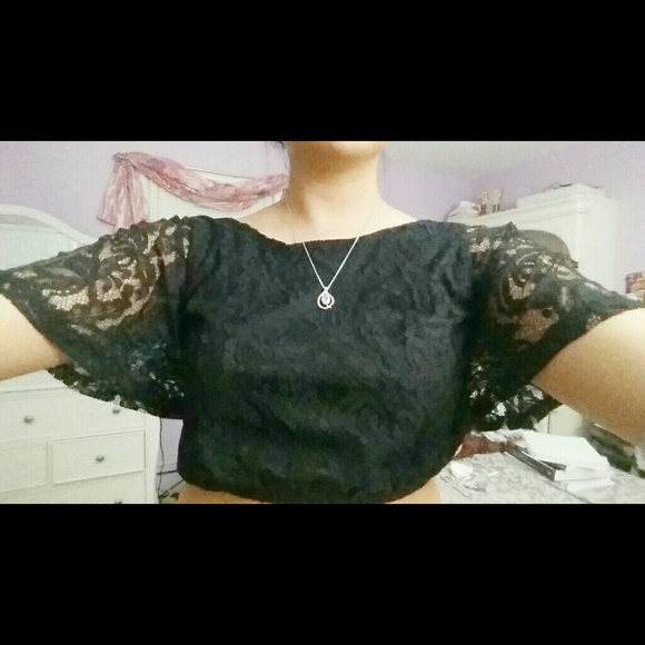 NWT Urban Outfitters Black Lace Crop