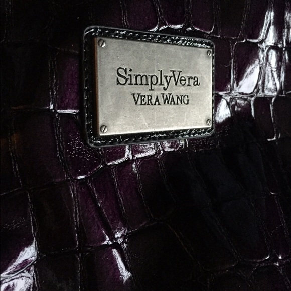 Deep plum purple Vera Wang snakeskin handbag