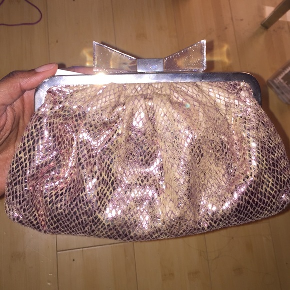 Snakeskin clutch with lucite bow - Picture 1 of 1