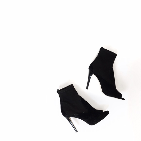 Black Ivanka Trump peep toe booties