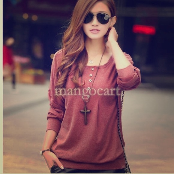 Burgundy button blouse