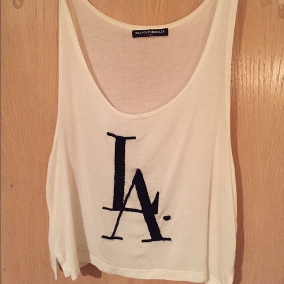 Brandy like Melville white embroidery crop top