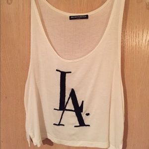 Brandy like Melville white embroidery crop top