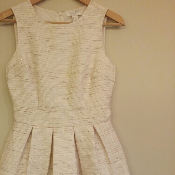 F21 Pleated Metallic Tweed Dress