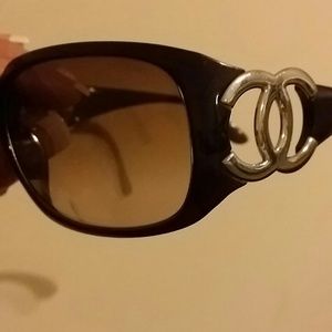 Authentic Used Chanel Sunglasses - Brown/Silver
