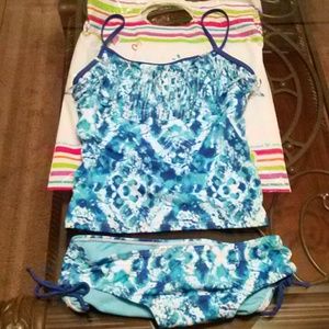 Reduced Justice Blue white tie dye tankini
