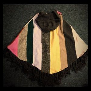 Lucky Brand Boho Poncho Fringe Warm soft Wool