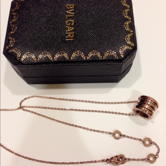 New! Bvlgari 18K Rose Gold B-Zero 1 Necklace
