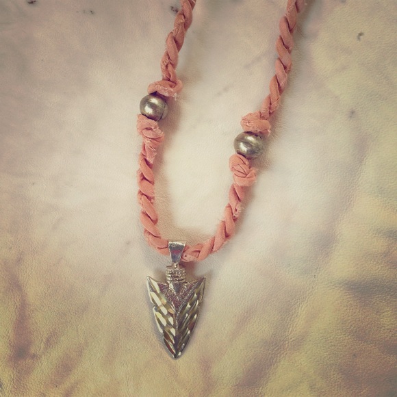 Silk Cord Necklace w/Sterling Silver Arrow Head