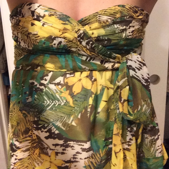 Strapless hawaiian print chiffon dress - Picture 2 of 2