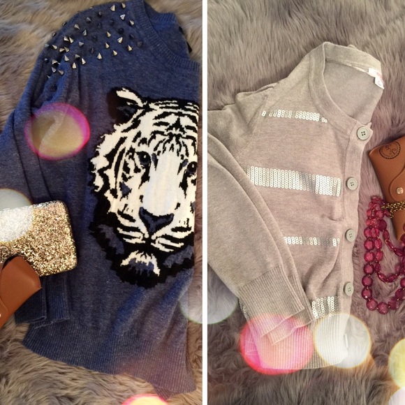 Bundle: Tiger Studded Sweater & Cardigan