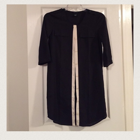 Navy button up front dress