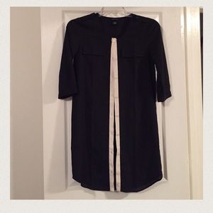 Navy button up front dress