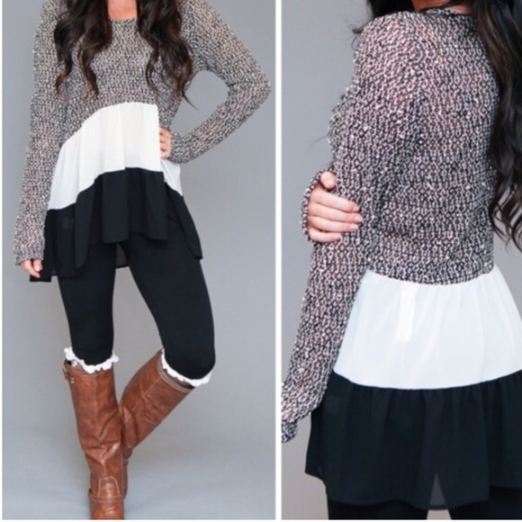 Tops - 💋SOLD OUT🍓 Gorgeous Color Block Ruffle Blouse💋