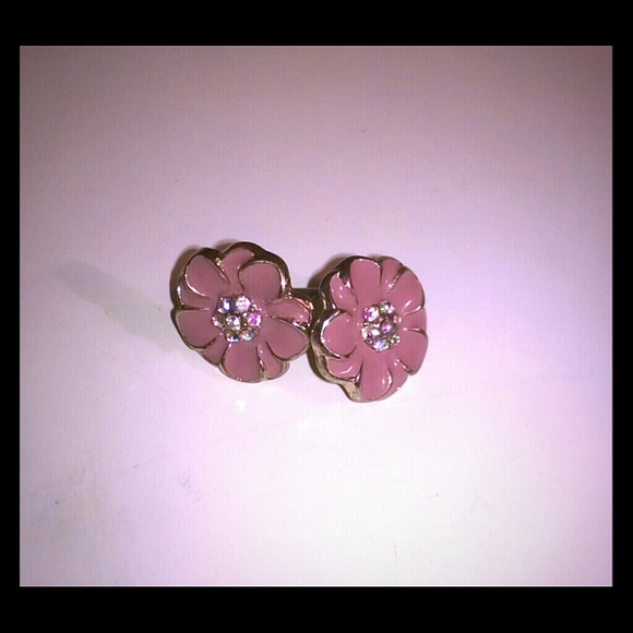 Pink flower earrings