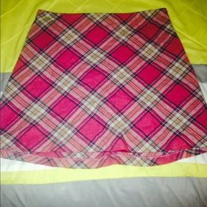 Pink Plaid Wool Skirt