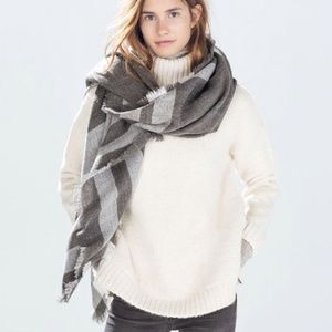 Zara Two Tone Checked Blanket Scarf